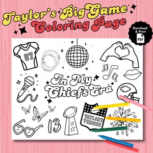 Taylor Coloring Page Super Bowl Printable, Instant Download, Superbowl ...