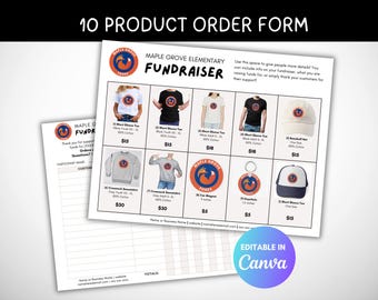 Fundraising Order Form, Spirit Wear Form, PTA Fundraising Form, Fundraising Flyer, Digital Download, Canva Template