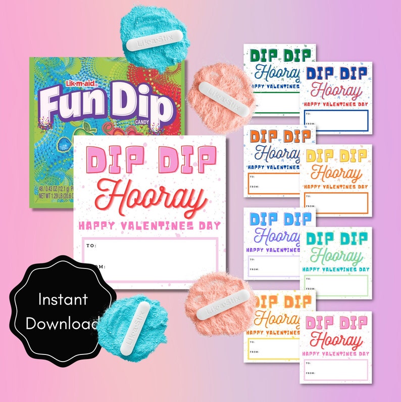 Valentines Day Fun Dip Candy Card - Printable Instant Download ...