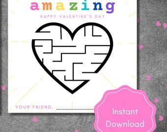 Valentine's Day Maze Card Game - Printable Instant Download