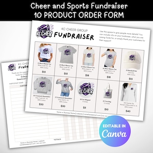 Cheer Fundraising Order Form, Spirit Wear Form, PTA Fundraising Form, Fundraising Flyer, Digital Download, Canva Template