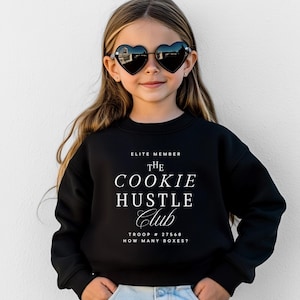 Scout Youth Cookie Hustle Sweatshirt - Girl Scout Moms & Troop Leaders. Modern Design, Cookie Booth Sales Shirt