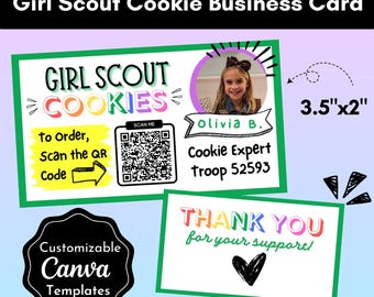 2025 Girl Scout Cookie Business Card, Printable LBB ABC Card, Cookie Sales, Editable Template