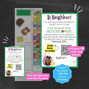 Scout Cookie Sales Template: Editable Card, Tag, Door Hanger (PDF) image 1