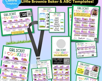 2025 Cookies Signs Booth Bundle, LBB and ABC Baker, Scout Printable, Editable PDF, Cookie Booth Sales Flyers, Door Hanger, Cookie Menu