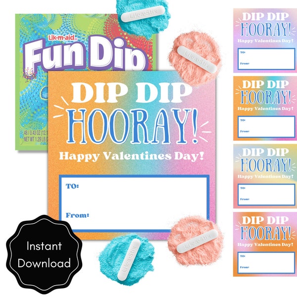 Valentine's Day Fun Dip Candy Card - Printable Instant Download