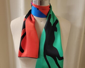 Silk Charmeuse Long Tiger Scarf - Multicolor
