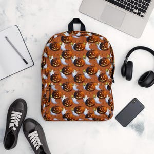Vintage Halloween Jack O Lantern Ghost Backpack / Halloween Backpack / Back to School / Kids Backpack / Spooky Backpack / Fall Backpack