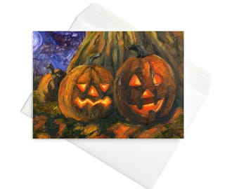 Halloween Jack O Lantern Greeting Card: Spooky Fall Artwork