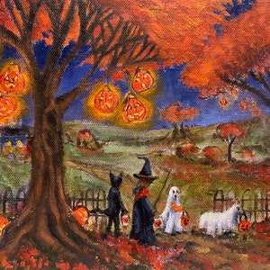 Jack O Lantern Glow Trick or Treat 8 x 10 polegadas Impressão de arte de Halloween