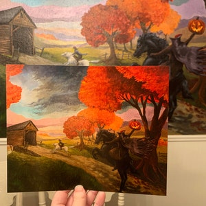 2-Pack Headless Horseman Sleepy Hollow Mural 8x10 Inch Halloween Prints