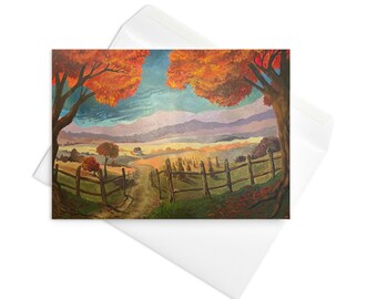 Sleepy Hollow Halloween Greeting Card: Autumn Landscape Art