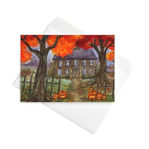 Cartão de felicitações de casa mal-assombrada de Halloween / Casa mal-assombrada de Halloween / Cartões de Halloween / Papelaria de Halloween / Cartões de casa mal-assombrada / Nova Inglaterra