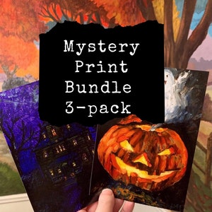 Mystery Print Bundle 3-Pack / Halloween Wall Art / Spooky Ghost Art Prints