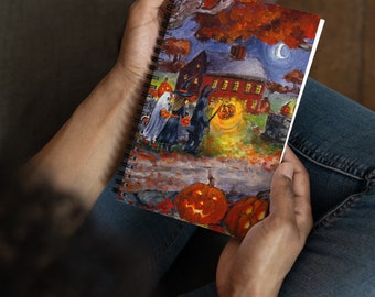 Cuaderno espiral de Halloween: Diario espeluznante de truco o trato