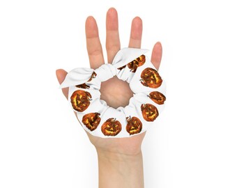 Jack O Lantern Scrunchie: Elástico de cabelo assustador de Halloween