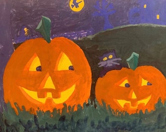 Nacht der Kürbisse Halloween Kunstdruck