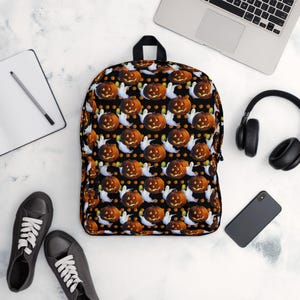 Halloween Jack O Lantern Ghost Backpack / Spooky Season Backpack / Back to School / Kids Backpacks / Horror Backpack / Vintage Halloween