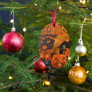 Vintage Halloween Pumpkin Wooden Ornament / Christmas Ornament / Gothic Christmas / Halloween Ornament / Gothic Horror / Spooky Christmas