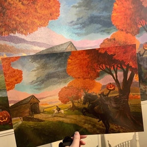 2-Pack Headless Horseman Sleepy Hollow Mural 11x16 Inch Halloween Prints