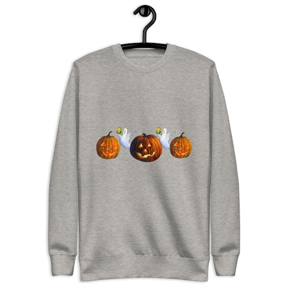 AOBUTE Men's Halloween Hoodie - Jack O' Lantern & Ghost Print, Kangaroo Pocket, Lightweight Pullover