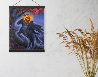 Headless Horseman Poster: Sleepy Hollow Halloween Art with Hangers