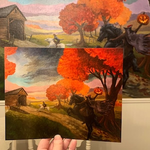 Headless Horseman Sleepy Hollow Mural- Chase Scene Wall 8x10 Inch Halloween Print