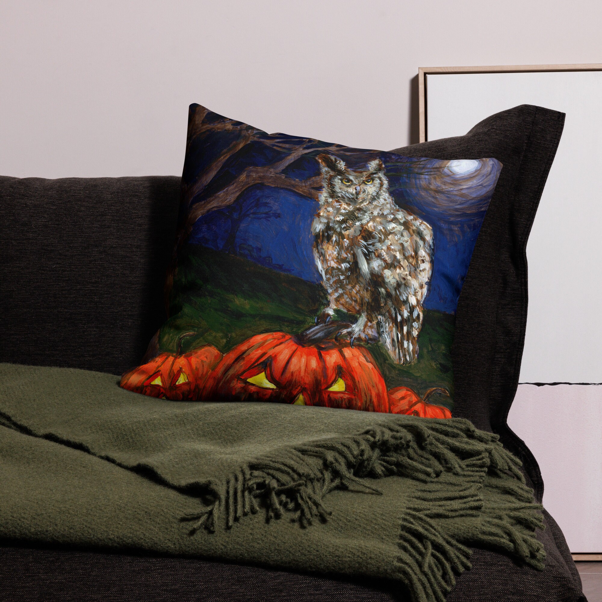 Halloween Owl Pillow Case: Double Sided Spooky Jack O' Lantern Decor