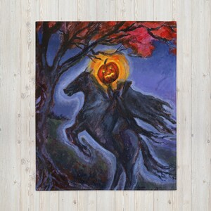 Headless Horseman Throw Blanket: Spooky Halloween Decor