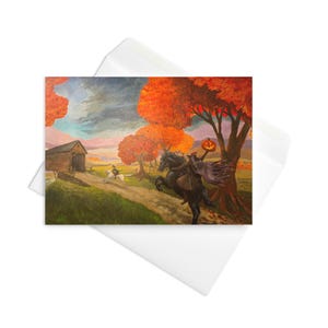 Cartão de saudação de Halloween do Cavaleiro Sem Cabeça de Sleepy Hollow / Cartão de saudação de Halloween / Arte do Cavaleiro Sem Cabeça / Papelaria de Halloween / Terror