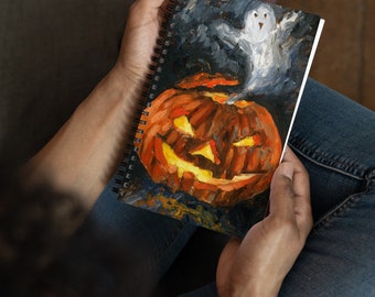 Halloween Jack O Lantern Ghost Notebook: Spooky Dotted Journal