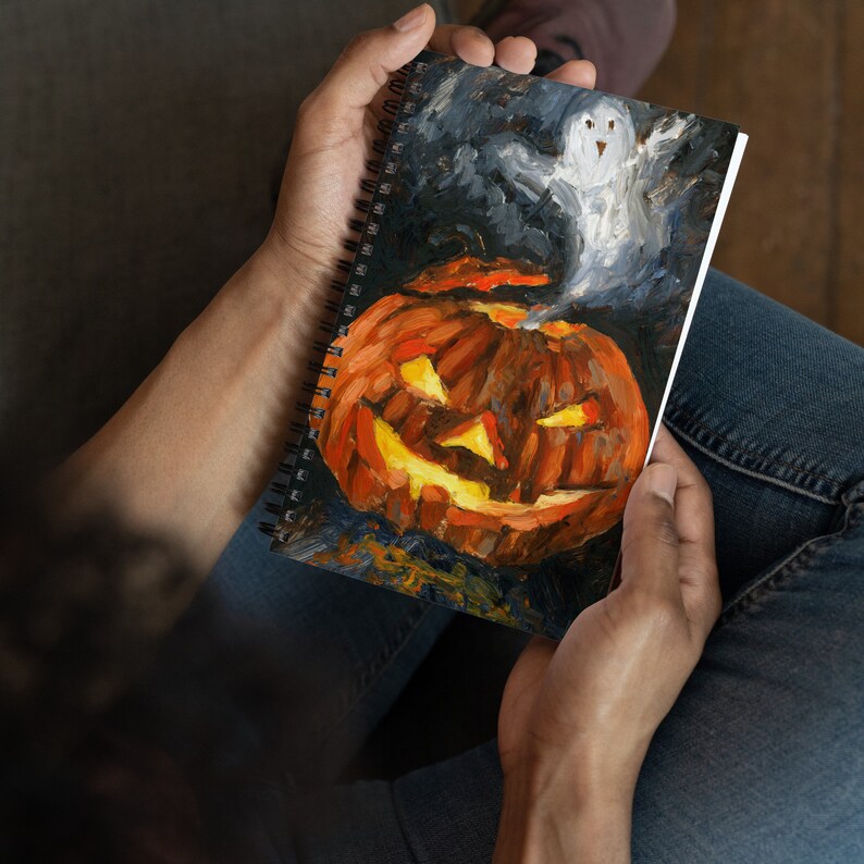Halloween Jack O Lantern Ghost Spiral Notebook / Halloween Notebook / Halloween Journal / Spooky Season Journal / Haunted Mansion