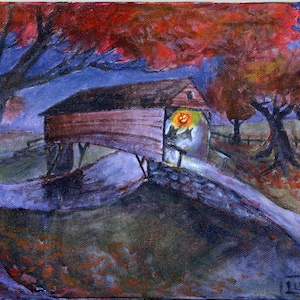Sleepy Hollow Headless Horseman Bridge 8x10 Inch Halloween Art Print
