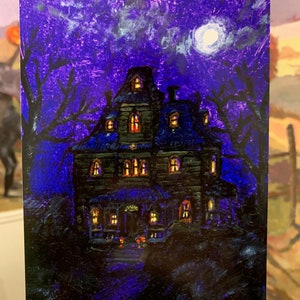 Haunted Hill 5x7 Inch Halloween Haunted House Print