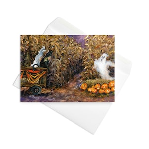 Carte de voeux fantôme Halloween hantée / Carte de voeux Halloween / Cartes fantômes / Carte de voeux d'automne
