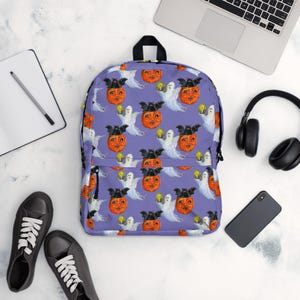 Vintage Halloween Jack O Lantern Ghost Backpack / Halloween Backpack / Back to School / Kids Backpack / Spooky Season Backpack