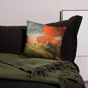 Sleepy Hollow Headless Horseman Mural Halloween Horror Premium Pillow Case / Halloween Horror Spooky Ghost Pillow Case