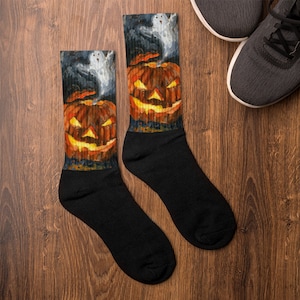 Jack O Lantern Halloween Socks: Spooky Season Crew Socks