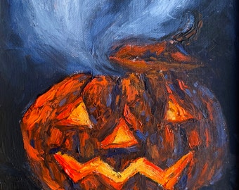 Haunted Halloween Jack O Lantern Geist 9 x 12 Zoll Druck