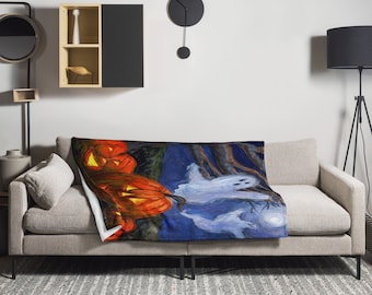 Halloween Jack O Lantern Ghost Throw Blanket: Spooky Home Decor