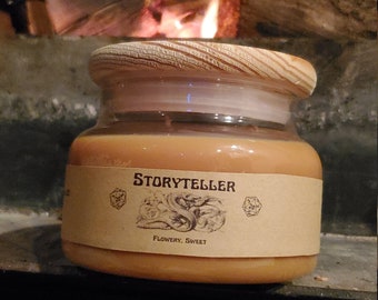 Storyteller Soy Wax Candle| Mystery Candle| TTRPG Inspired| Floral, Fruit| Campaign Companion