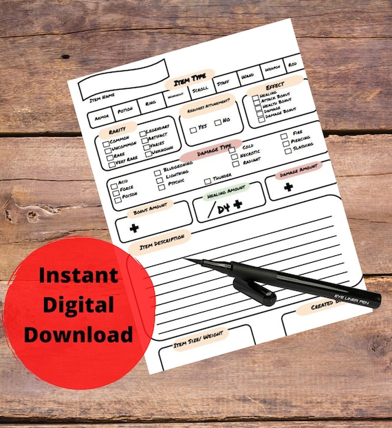 TTRPG Random Item Generator Dungeons and Dragons Magic Item -