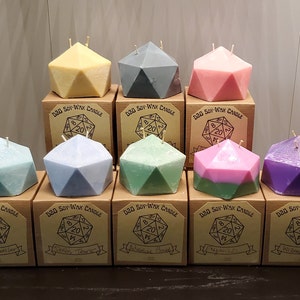 TTRPG D20 Dice Candle| Soy Wax| Fantasy Candle| Dungeons and Dragons Inspired| D&D Candle| Party Favor| Groomsmen Gift