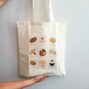 Tote Bag Sweet Treats Tote Bag, 15 x 16 Long Handle Tote Bag, lightweight canvas tote, market bag, canvas tote bag image 1