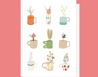 Coffee Cup x Flower Card