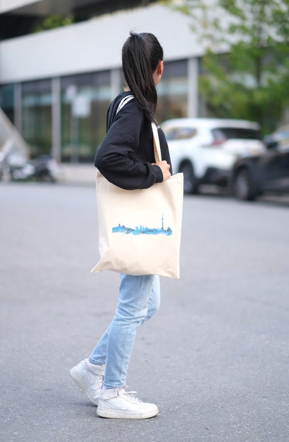 Tote Bag Toronto Skyline 15 X 16 Long Handle Tote Bag Lightweight Canvas Tote Market Bag Canvas Tote Bag Etsy