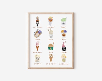 Toronto Ice Cream Print | Ice Cream Shops of Toronto | Toronto Print | Ice Cream Print | Canada Print | Dessert Print | Kitchen Art