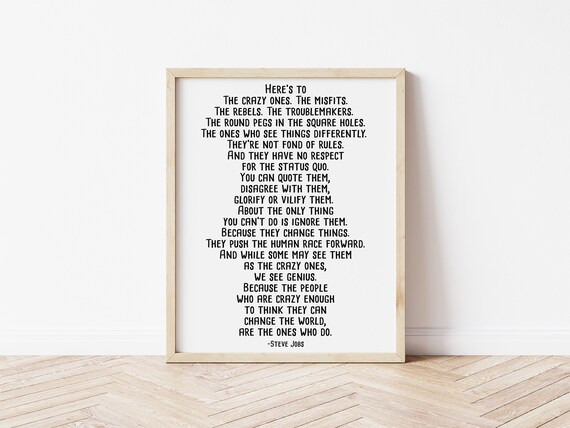 Steve Jobs Imprimer Citation Inadaptee Decor De Bureau Etsy
