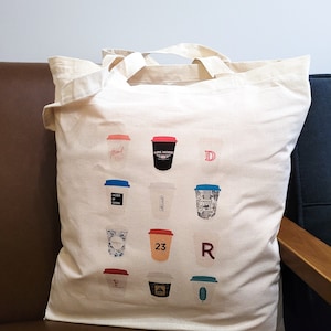 Tote Bag - Toronto V2 Coffee Shops Tote Bag, 15" x 16" Long Handle Tote Bag, lightweight canvas tote, market bag, canvas tote bag