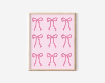 Pink Bow Print - Digital Art Download - Soft Girl Era - Bow Print - Croquette Art - Bow Art - Trendy Art - Minimalist Art